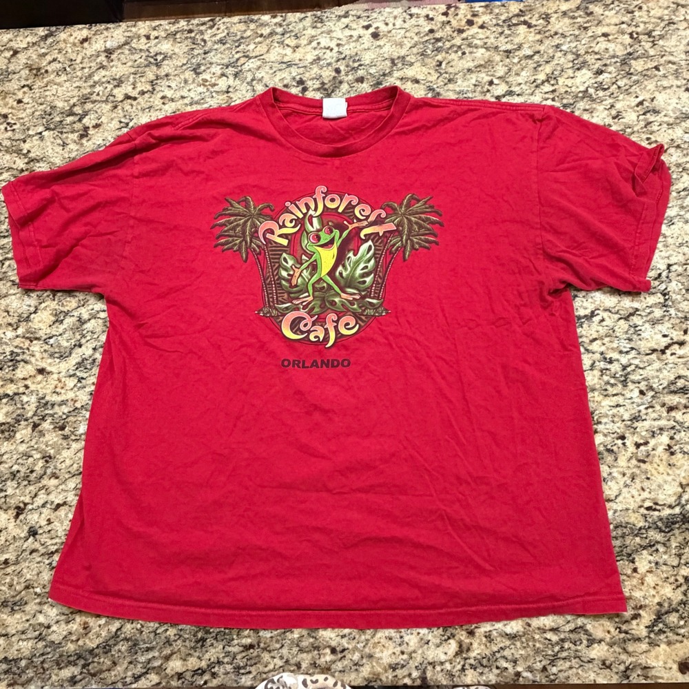 Vintage Rainforest Cafe Orlando T Shirt Mens‎ XL Red Cha Cha Frog Souvenir